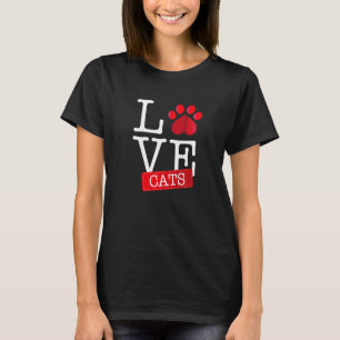 Camiseta Gato de Impressão de Pata de Gatos Amados