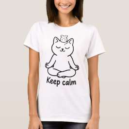 Camiseta Gato de ioga Silhueta Zen da Pose do Lótus Namaste