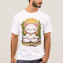 Gato de Ioga Zen Calmo Design Kawaii Meditação