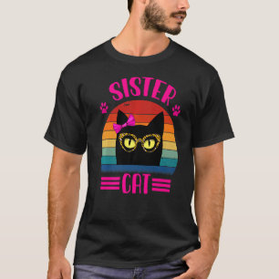 Camiseta Gato De Irmã Bonita Com Óculos-Leopardo Retro