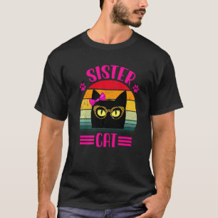 Camiseta Gato De Irmã Bonita Com Óculos-Leopardo Retro