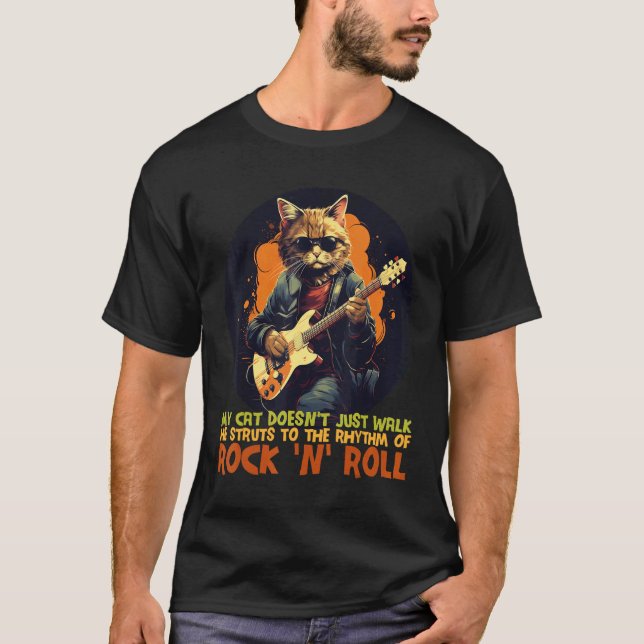 Camiseta Gato de Jaqueta Leatherback com Óculos de Sol e el (Frente)