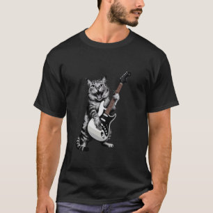 Camiseta Gato de Jazz Tocando Contrabaixo Músico Legal
