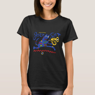 Camiseta Gato de Jazz Trompete Design de Nova Orleans