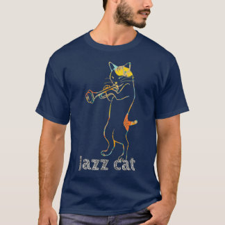 Camiseta Gato de Jazz Trumpet Jogando Gatinho Legal Jazz