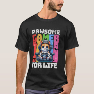 Camiseta Gato de Jogos Gráfico de Jogo de Vídeo para Homens
