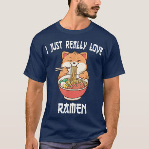 Camiseta Gato de Kawaii come Raimen Noodles Animes Japonese