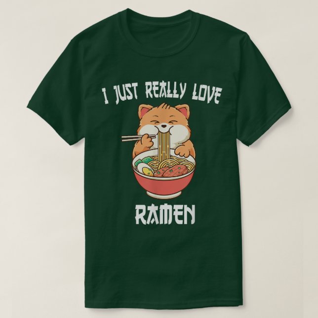 Camiseta Gato de Kawaii come Raimen Noodles Animes Japonese (Frente do Design)