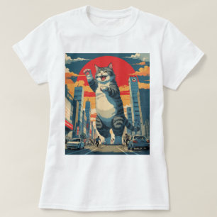 Camiseta Gato de Kawaii Kaiju - Monstro de Animes Bonitos n