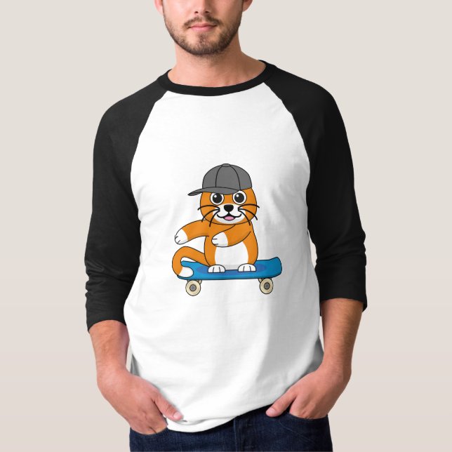 Camiseta Gato de Laranja Cachorro em Cartoon (Frente)