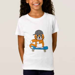 Camiseta Gato de Laranja Cachorro em Cartoon