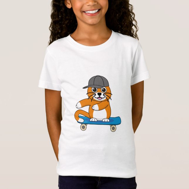 Camiseta Gato de Laranja Cachorro em Cartoon (Frente)