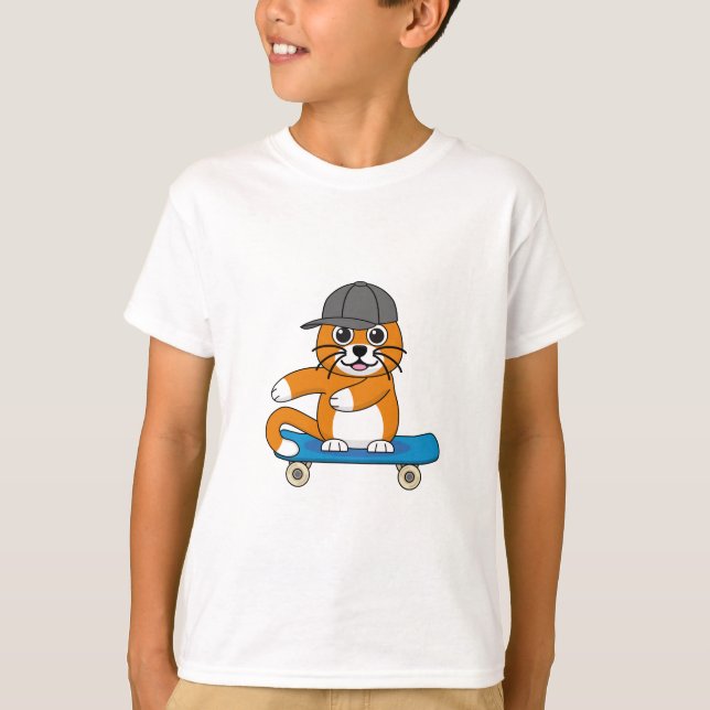 Camiseta Gato de Laranja Cachorro em Cartoon (Frente)
