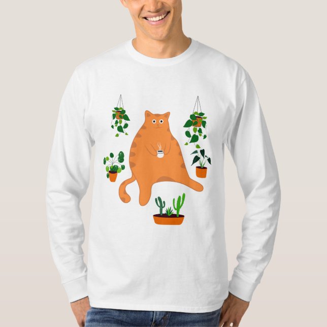 Camiseta Gato De Laranja Cinto Com Gpresente De Gato Gordo  (Frente)