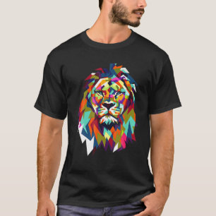 Camiseta Gato de Leão Geométrico Africano e Leão de Tren