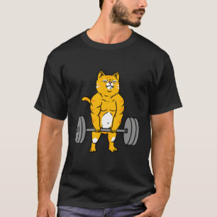 Camiseta Gato de levantamento de peso com cabeça de gato