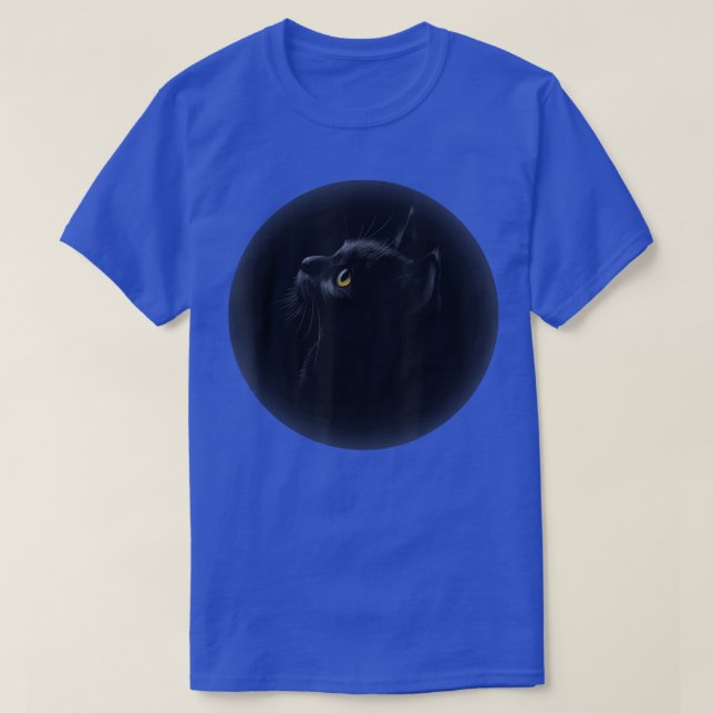 Camiseta Gato de Lua Amarelo Gato Preto-Cinto-Branco  (Frente do Design)