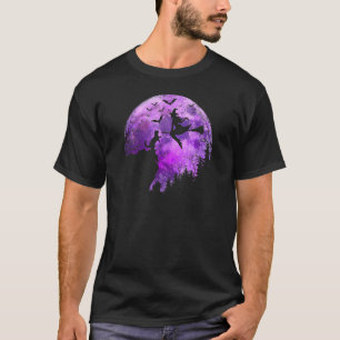 Camiseta Gato De Lua Cheia De Halloween Em Um Cliff Witying