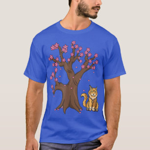 Camiseta Gato de Maine japonês Mamãe Cereja Flor T-Shirt