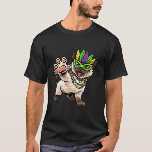 Camiseta Gato de Mardi Gras na Máscara Nova Orleans Louisia