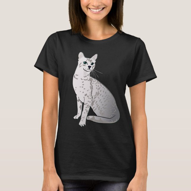 Camiseta Gato de Mau Egípcio - Cinzas de Prata (Frente)
