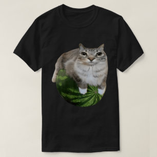 Camiseta Gato de Melancia Engraçado Meme Gatinho Art