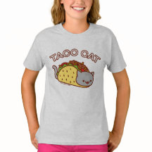 Camiseta Gato de Meninas - "TACO CAT"