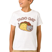 Camiseta Gato de Menino - "TACO CAT"