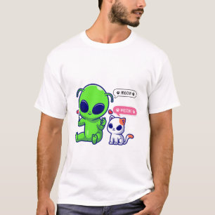 CAMISETA GATO DE MEOW COM ALIENÍGENA