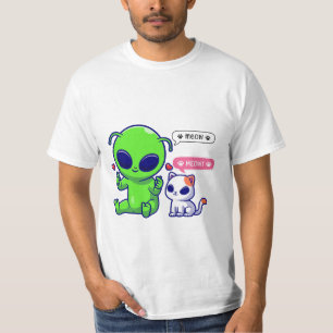 CAMISETA GATO DE MEOW COM ALIENÍGENA