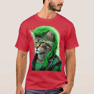 Camiseta Gato de metal pesado dos anos 80 com mullet