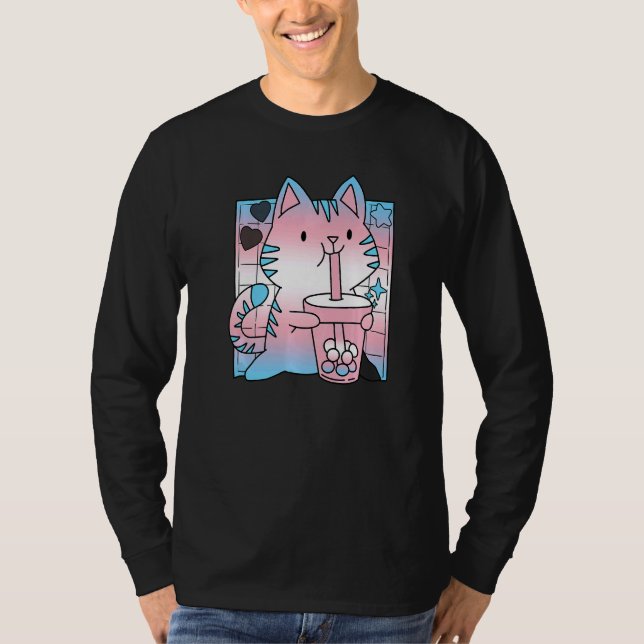 Camiseta Gato de Moda Trans Mãe Lgbt Gay Lgbtq Ord Mont (Frente)