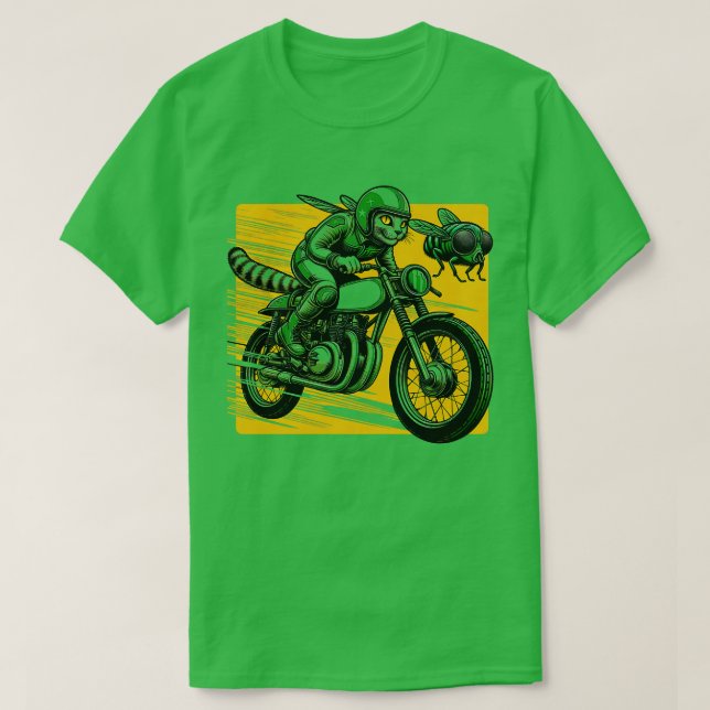 Camiseta Gato de Motocicleta mais rápido Cicadas Feline Bik (Frente do Design)