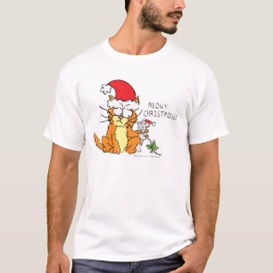 Camiseta Gato de Mouse de Natal Engraçado Cartoon Bonito