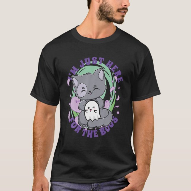 Camiseta Gato De Munchkin Com Fantasma Para Os Fãs De Hallo (Frente)