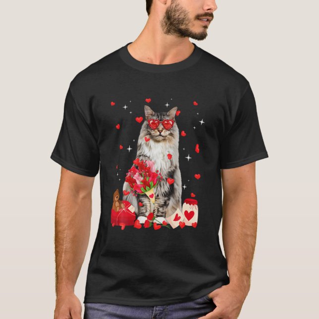 Camiseta Gato de Namorados de Gato Bonito de Maine Gato de  (Frente)