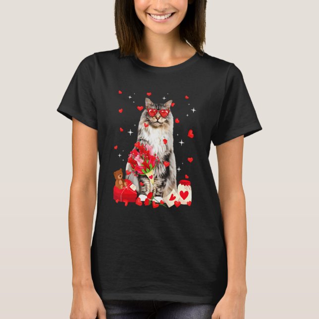 Camiseta Gato de Namorados de Gato Bonito de Maine Gato de  (Frente)