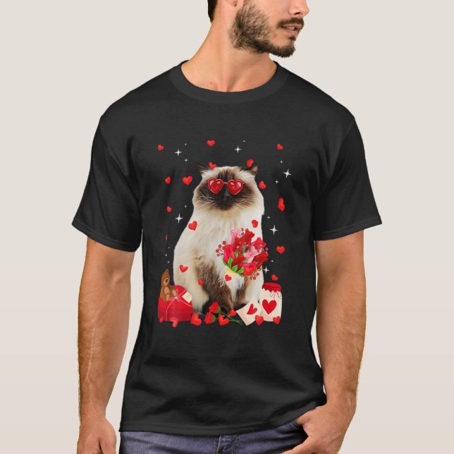 Camiseta Gato de Namorados de Gato Bonito Himalaia Divertid (Frente)