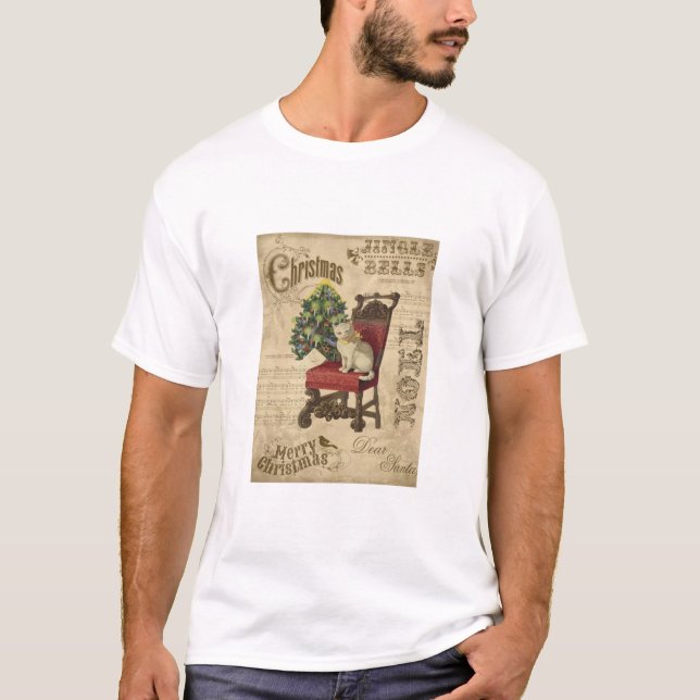 Camiseta Gato de natais vintages (Frente)