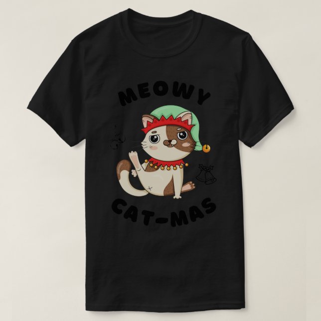 Camiseta Gato de Natal (Frente do Design)