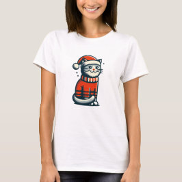 Camiseta Gato de Natal bonito