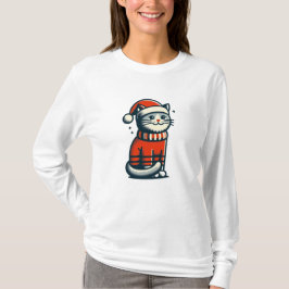Camiseta Gato de Natal bonito