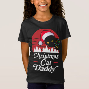 Camiseta Gato de Natal com Luzes de Colar de Natal