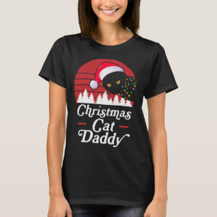 Camiseta Gato de Natal com Luzes de Colar de Natal