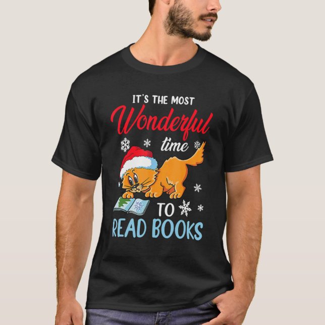 Camiseta Gato de Natal com Papai Noel para homens mulheres (Frente)