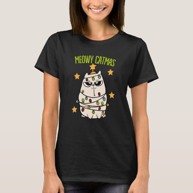 Camiseta Gato De Natal De Bela Meowy, Gato De Natal, Arruin (Frente)