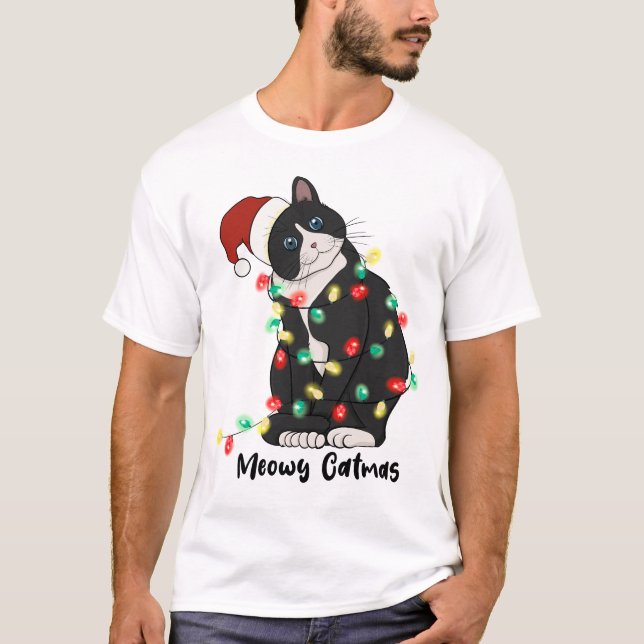 Camiseta Gato de Natal de Feliz engraçado (Frente)