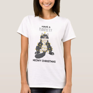 Camiseta Gato de Natal Divertido e Festivo Minimal Amante d