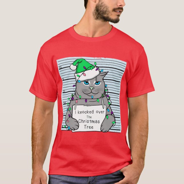 Camiseta Gato de Natal engraçado (Frente)
