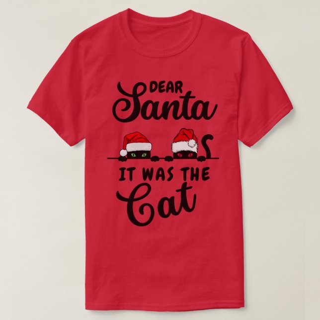 Camiseta Gato de Natal engraçado (Frente do Design)